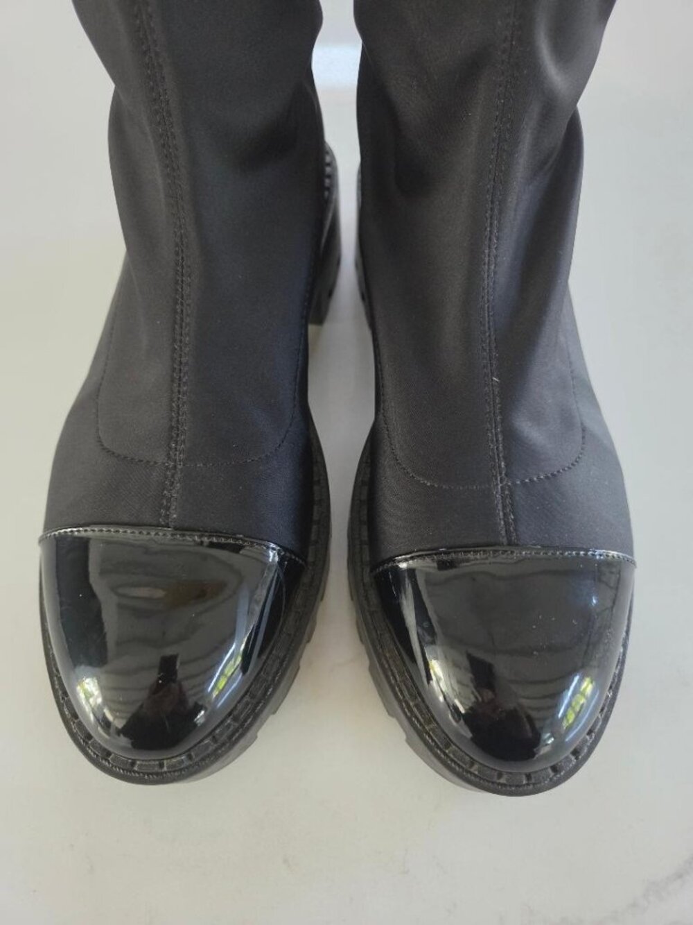 Zara Black Stretch Ankle Bootie with Patent Toe Cap  9/Eur 39 - Picture 6 of 14
